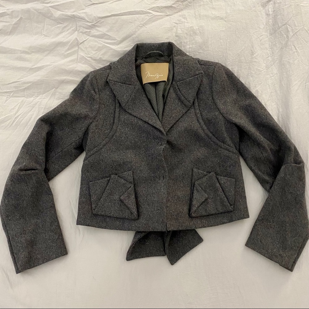 Max Azria short wool jacket with origami pockets